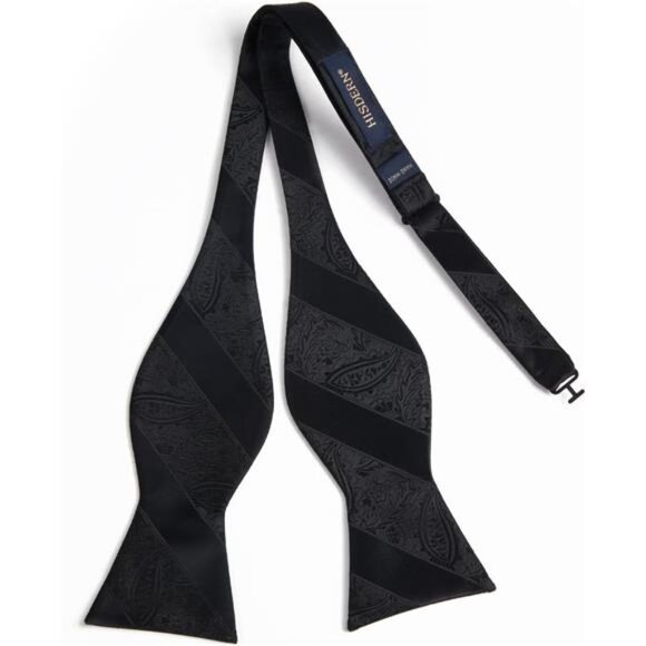 Men's Bow Ties Self Tie Woven Satin Pocket Squares Set Formal Tuxedo Floral - Picture 3 of 7